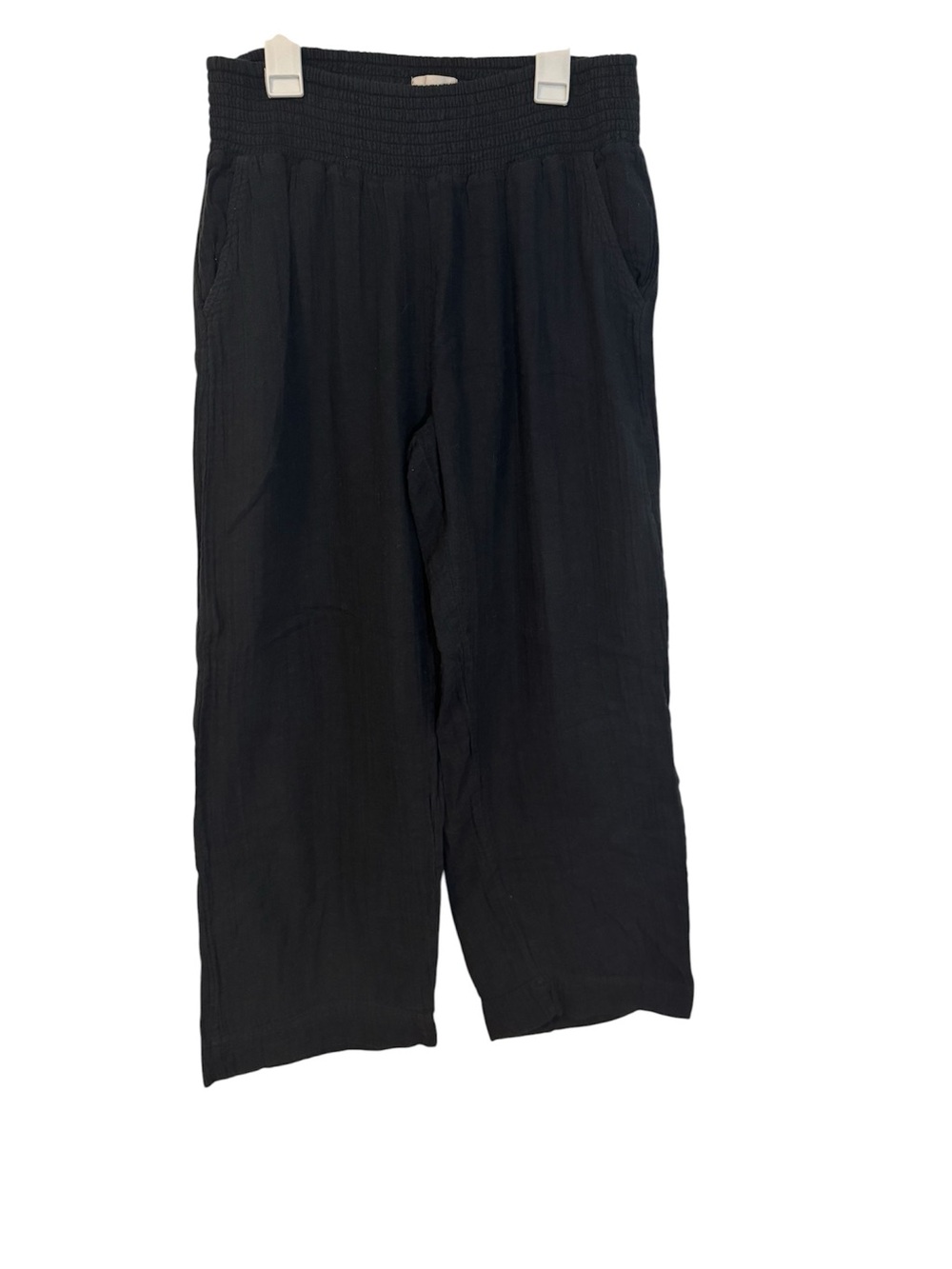 Pact Black Wide-Leg Smocked Waist Pants
